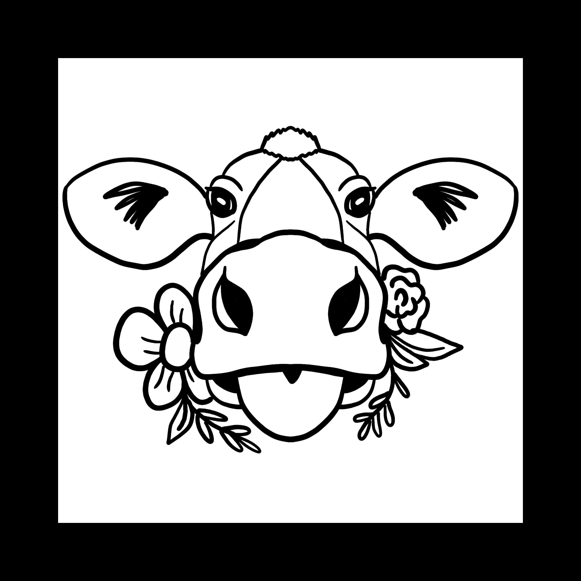 happy cow wearing flowers