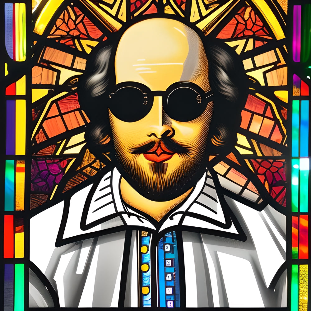 William Shakespeare in stained glass window