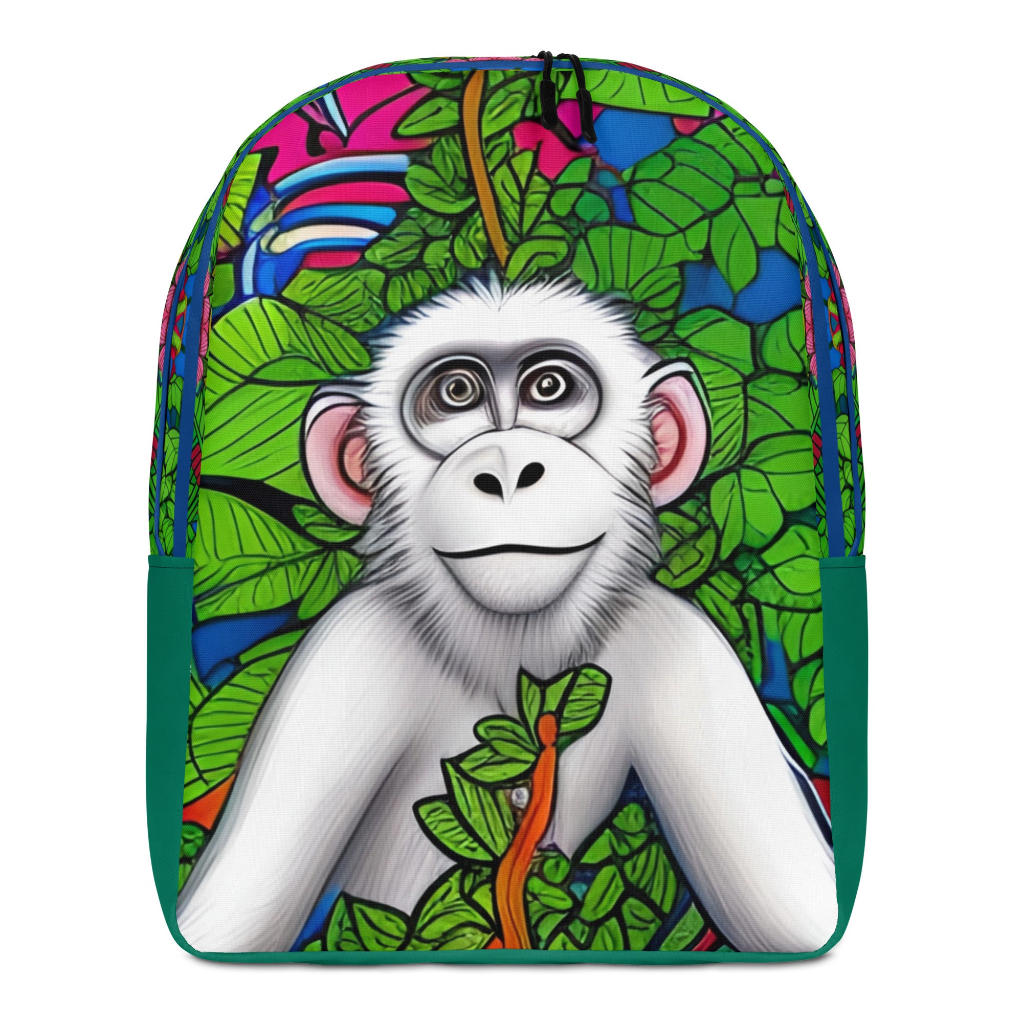 backpack - white monkey - peaceful - jungle