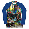 artist's studio - women's rash guard - blue sleeves